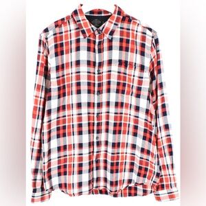 Scotch & Soda NWT Shirt Men's Medium Plaid Amsterdam Blauw Flannel